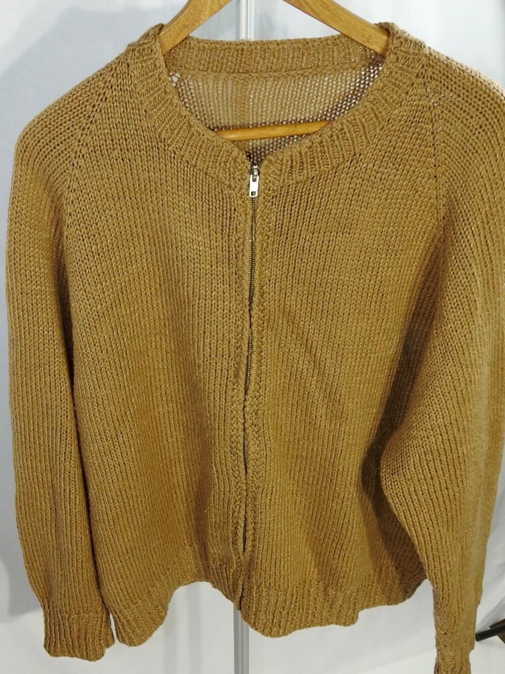 Handmade Brown Full Front Zipper Sweater Cardigan Womens Cottagecore